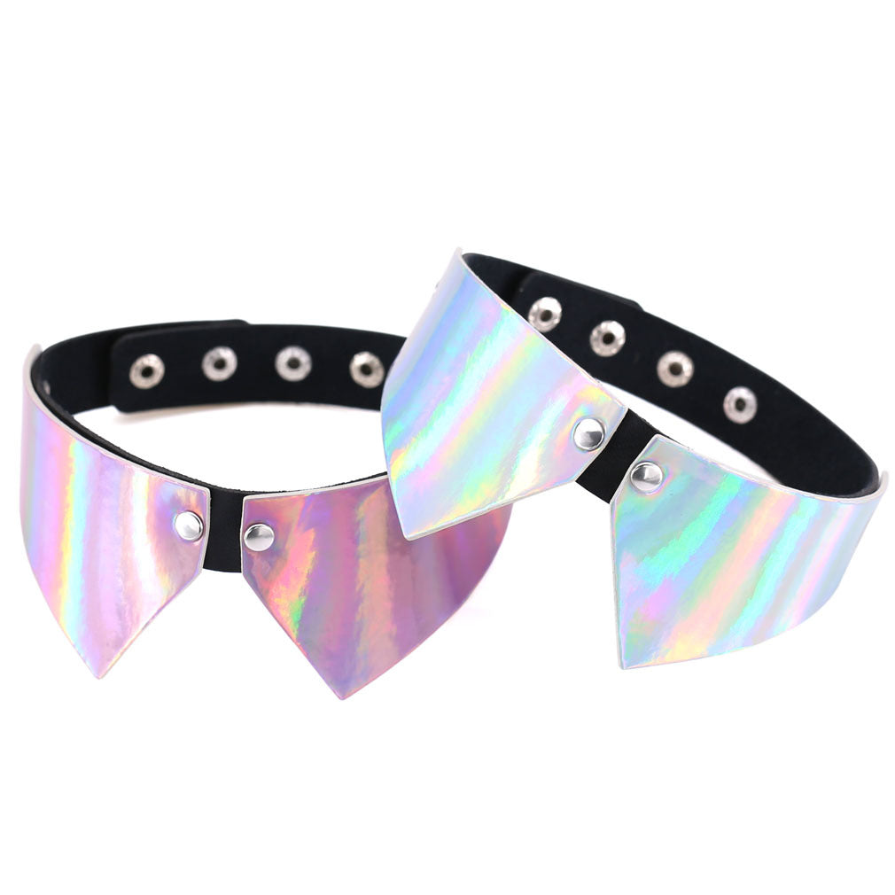 Punk Chain Link Leather Choker Necklace - 蓝彩 | Punk Lovers