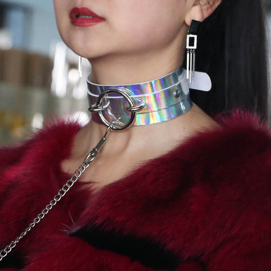 Punk Triple Row Flag Leather Choker - 蓝彩 | Punk Lovers