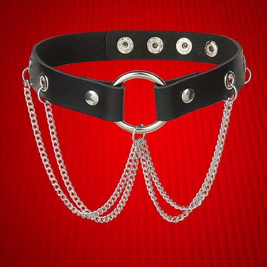 Gothic Choker with Circle Chain