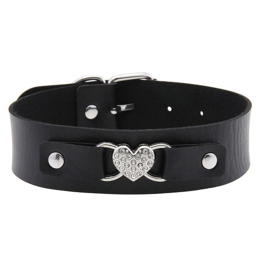 Punk Rivet Leather Choker - Black
