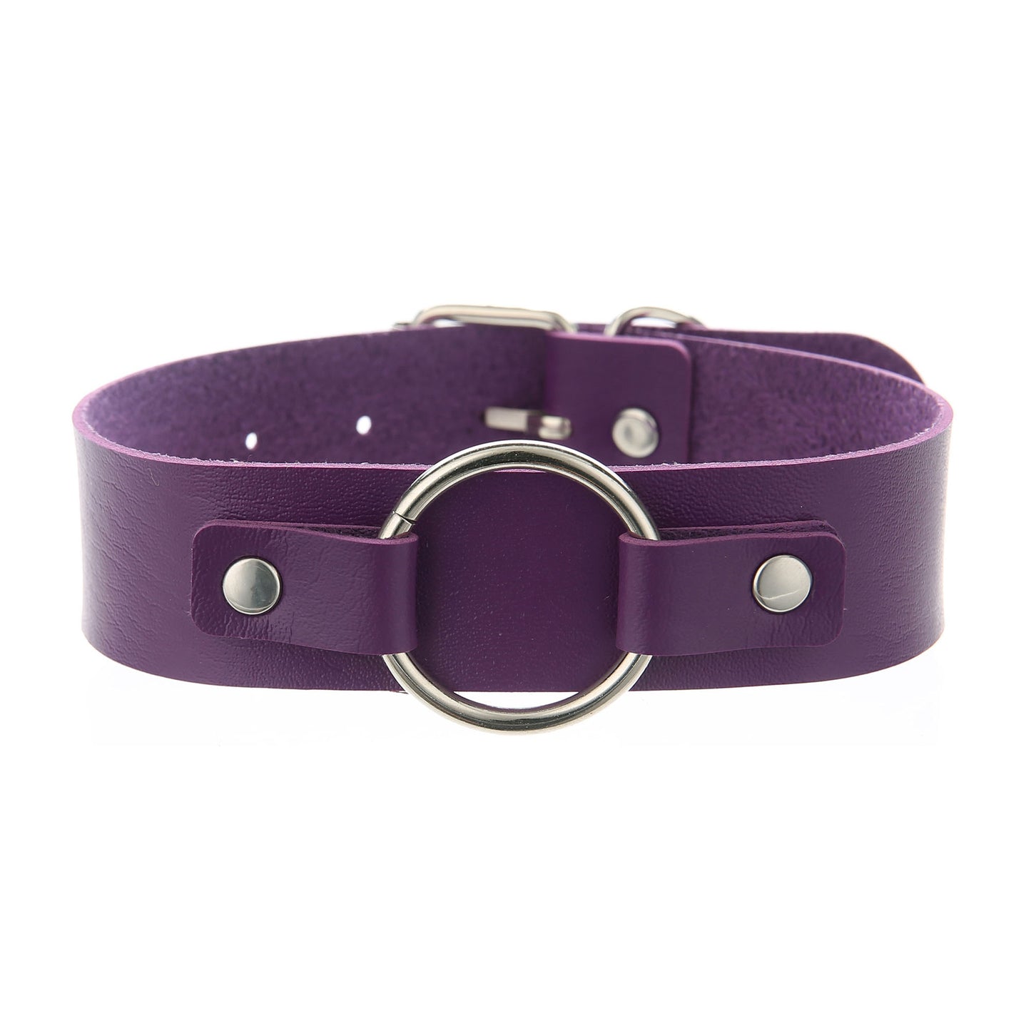 Punk Lovers Punk Leather Choker Necklace in Purple