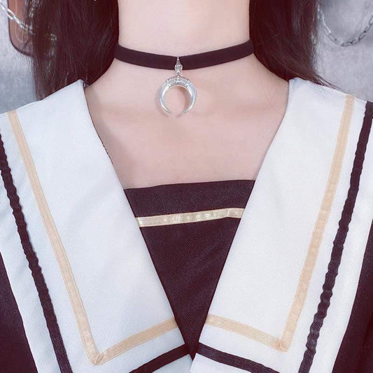 Women's Gothic Moon Pendant Chockers - Punk Lovers