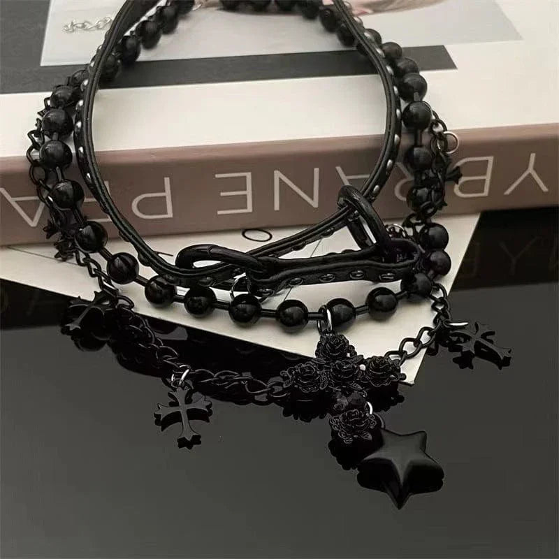 Women's Punk Cross Star Multi-layer Choker - Punk Lovers