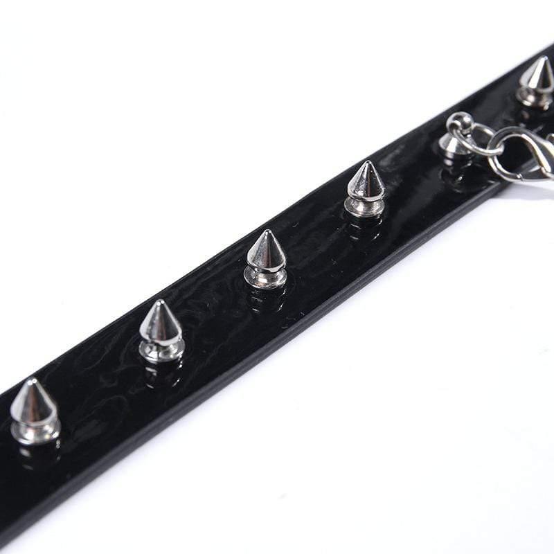 Women's Rivets Pentacle Pendant PU Chokers - Punk Lovers