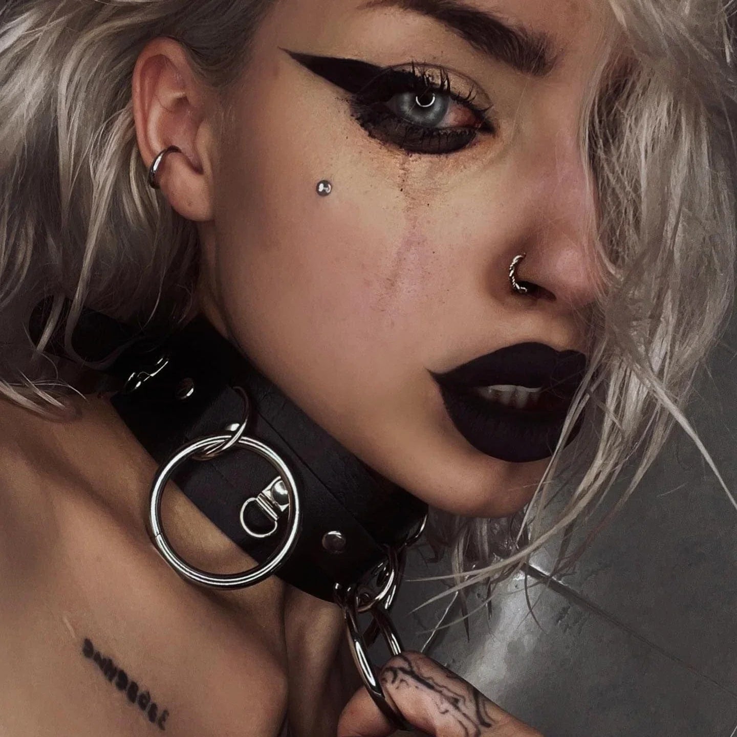 Women's Punk Three O-ring Black Choker - Punk Lovers