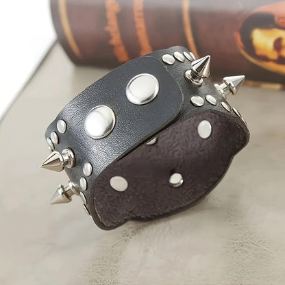Hip Hop Skull & Crossbones Faux Leather Bracelet