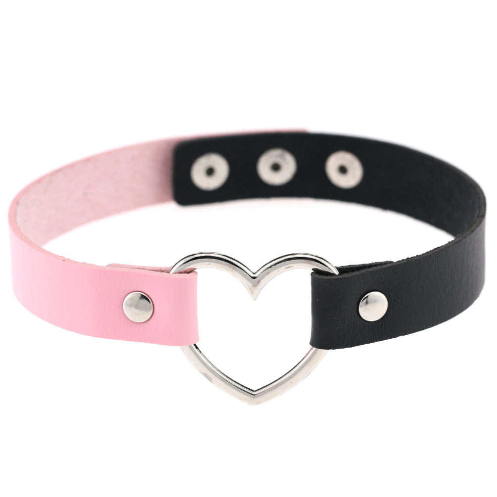 Dark Gothic Triple Circle Leather Choker - 白色+橙色 | Punk Lovers