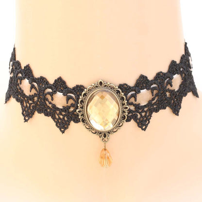 Vintage Lace Gemstone Choker - Champagne - Punk Lovers