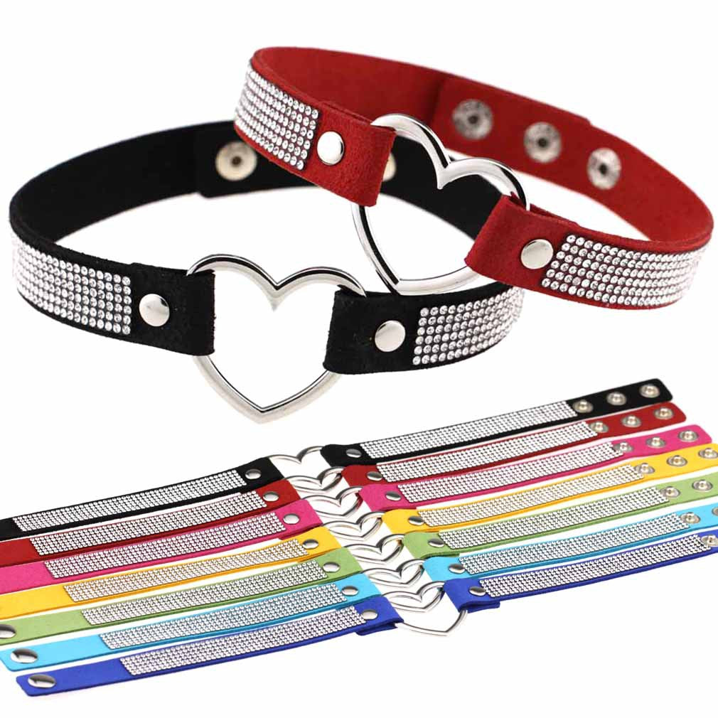 Japanese Soft Girl Heart Rhinestone Choker - Punk Lovers Gothic Jewelry