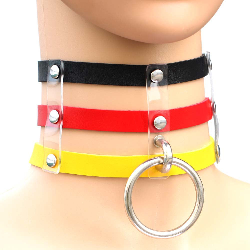 Gothic Metal Chain Choker Necklace - 红色+深蓝色+红色 | Punk Lovers