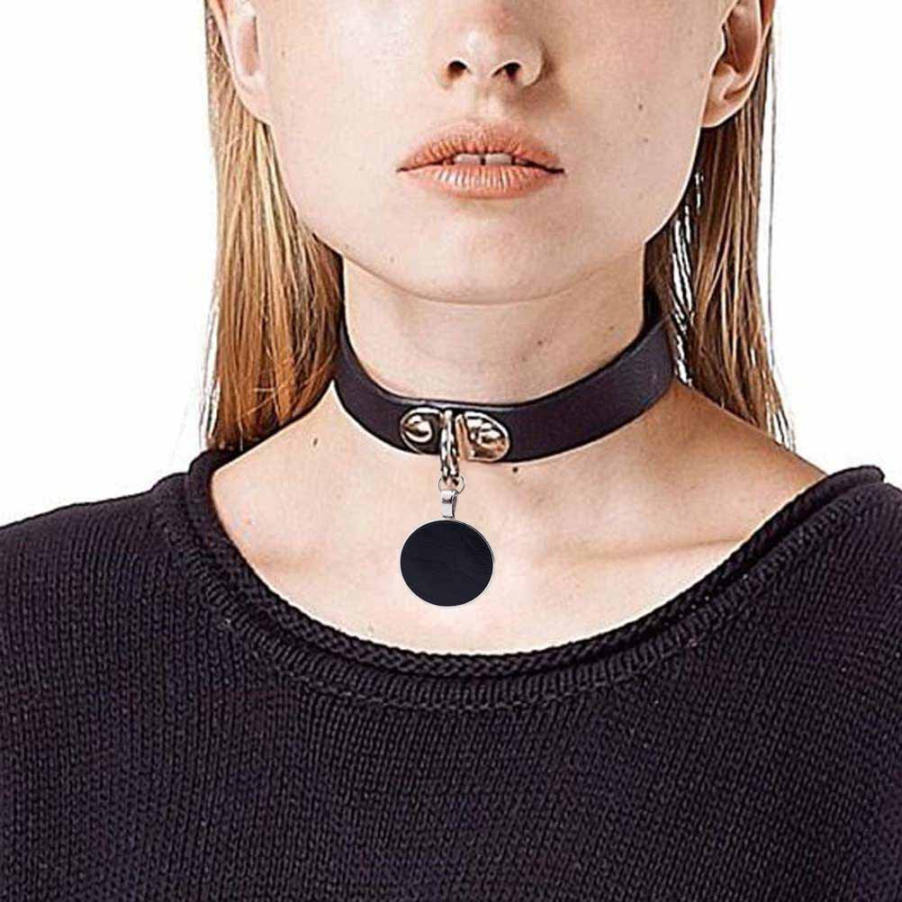 Punk Chain Link Leather Choker Necklace - Red | Punk Lovers