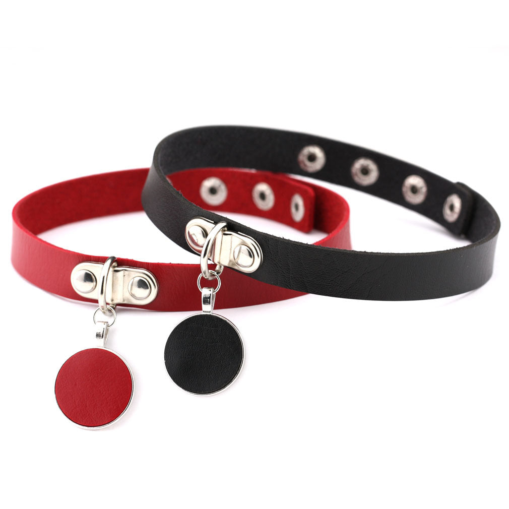 Punk Chain Link Leather Choker Necklace - Purple | Punk Lovers