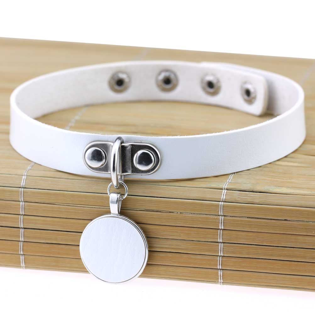 Punk Chain Link Leather Choker Necklace - Black | Punk Lovers
