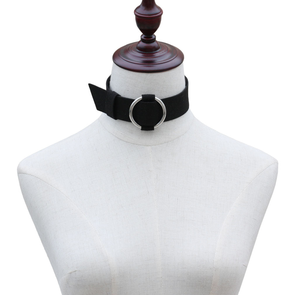 Punk Rock Triple Ring Leather Choker - Yellow | Punk Lovers