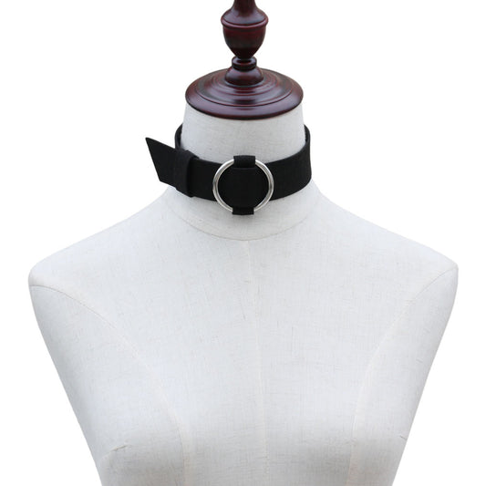Punk Rock Triple Ring Leather Choker - Yellow | Punk Lovers