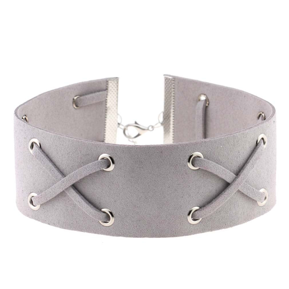 Korean Velvet Cross Tie Choker - Silver - Punk Lovers