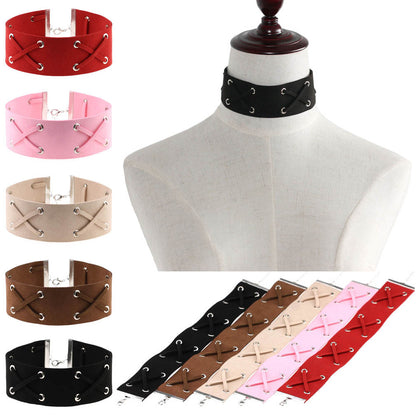 Korean Velvet Cross Tie Choker - Punk Lovers Gothic Jewelry