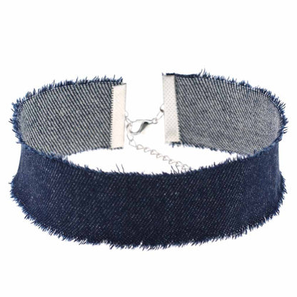 Denim Frayed Punk Choker - 牛仔布/深蓝色 - Punk Lovers