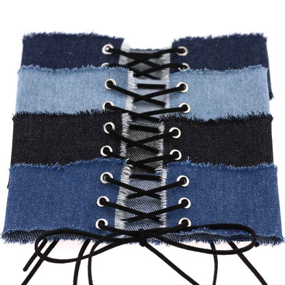 Gothic Punk Rivet Spike Choker - 牛仔布/蓝色 | Punk Lovers