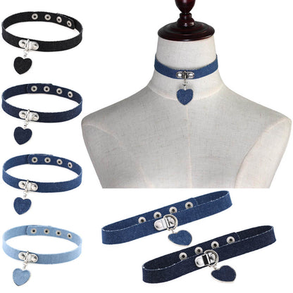 Gothic Transparent Heart Choker - Denim Light Blue | Punk Lovers