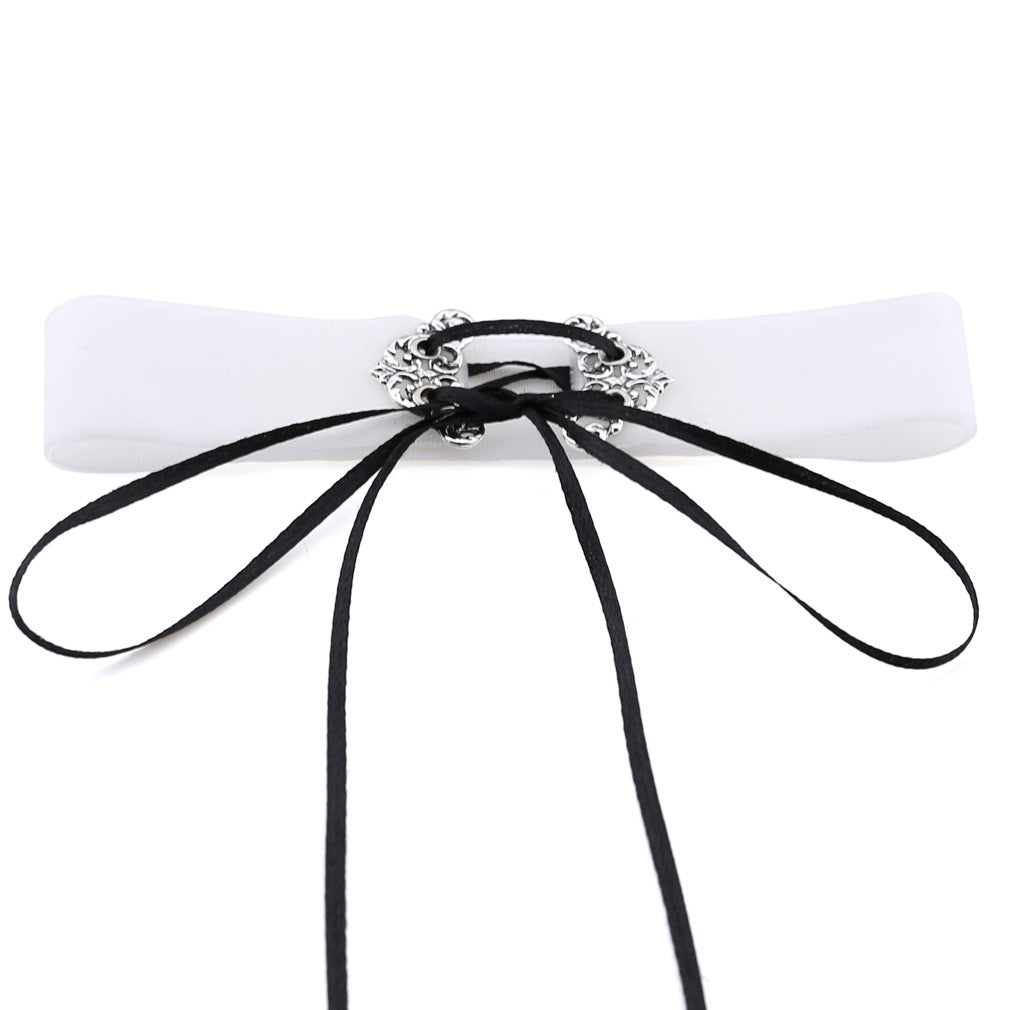 Velvet Hollow Alloy Choker Necklace - White - Punk Lovers