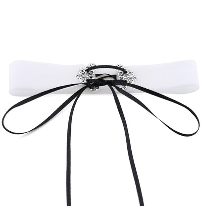Velvet Hollow Alloy Choker Necklace - White - Punk Lovers