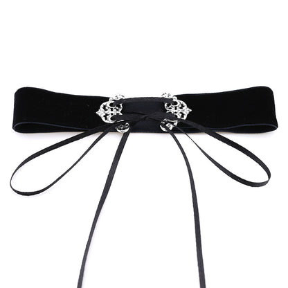 Velvet Hollow Alloy Choker Necklace - Black - Punk Lovers