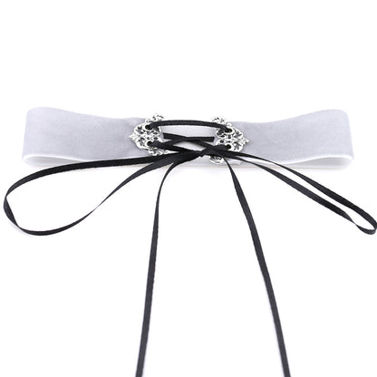 Velvet Hollow Alloy Choker Necklace - Silver - Punk Lovers