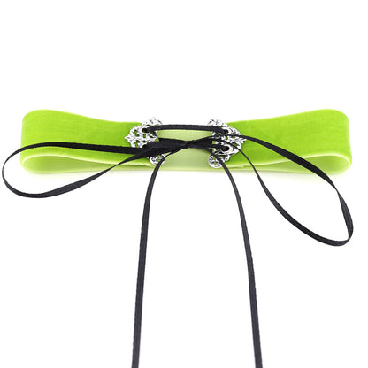 Velvet Hollow Alloy Choker Necklace - Green - Punk Lovers
