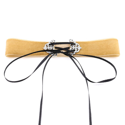 Velvet Hollow Alloy Choker Necklace - Khaki - Punk Lovers