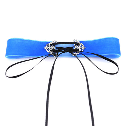 Velvet Hollow Alloy Choker Necklace - Blue - Punk Lovers
