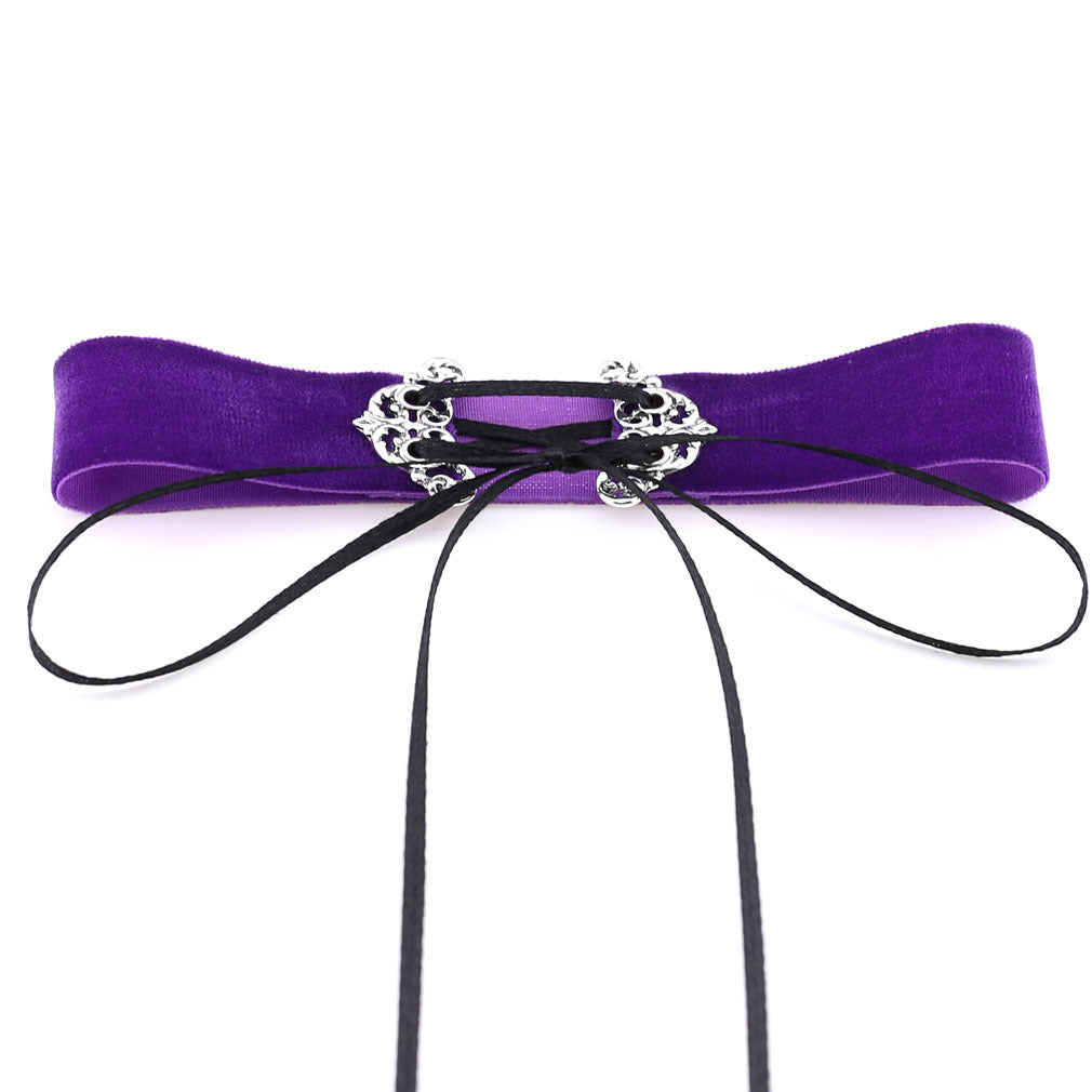 Velvet Hollow Alloy Choker Necklace - Deep Purple - Punk Lovers