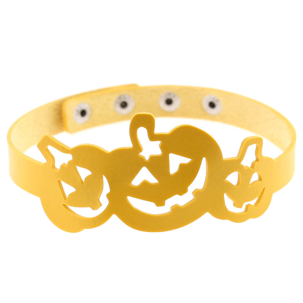 Hollow Pumpkin Necklace Choker - Yellow - Punk Lovers