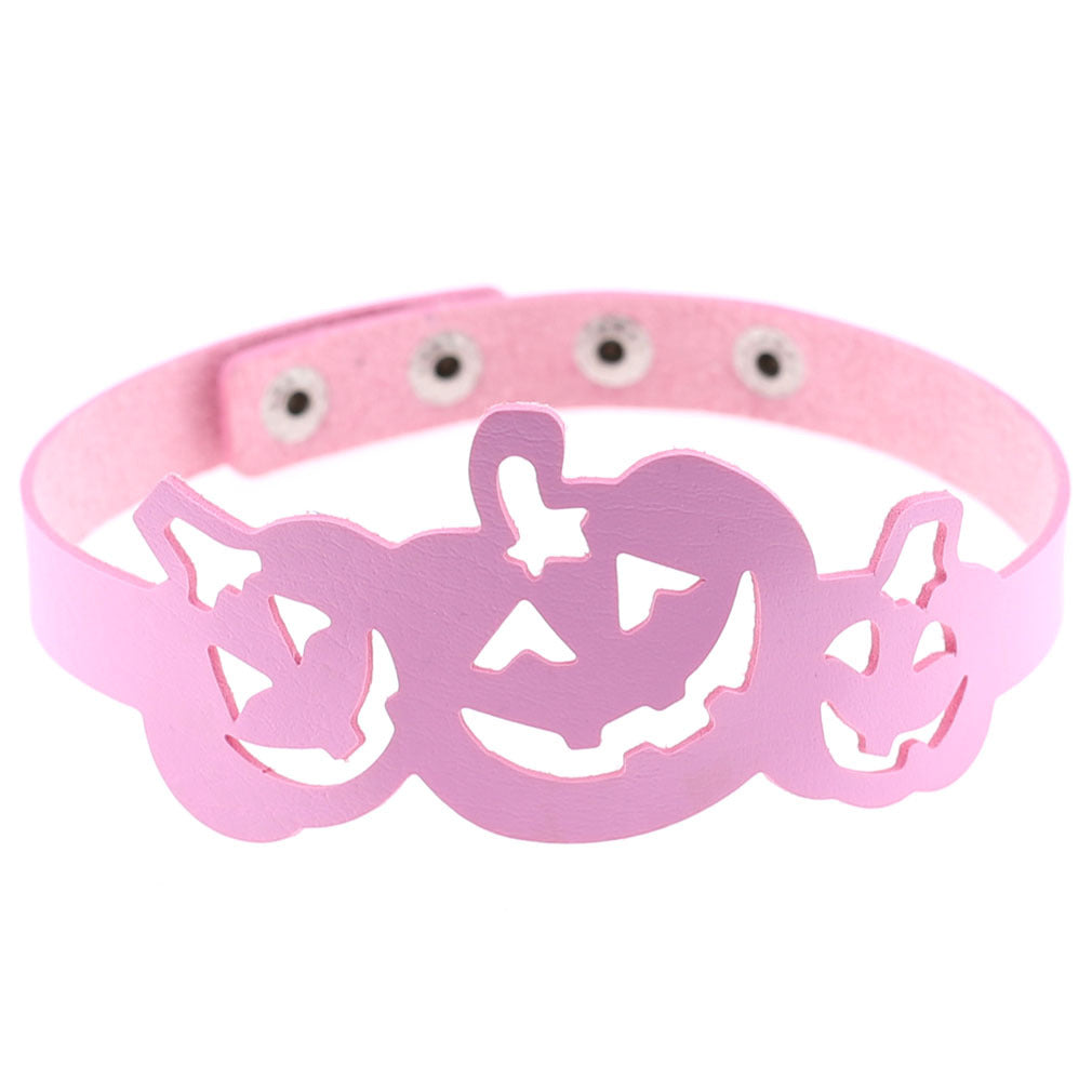 Hollow Pumpkin Necklace Choker - Pink - Punk Lovers