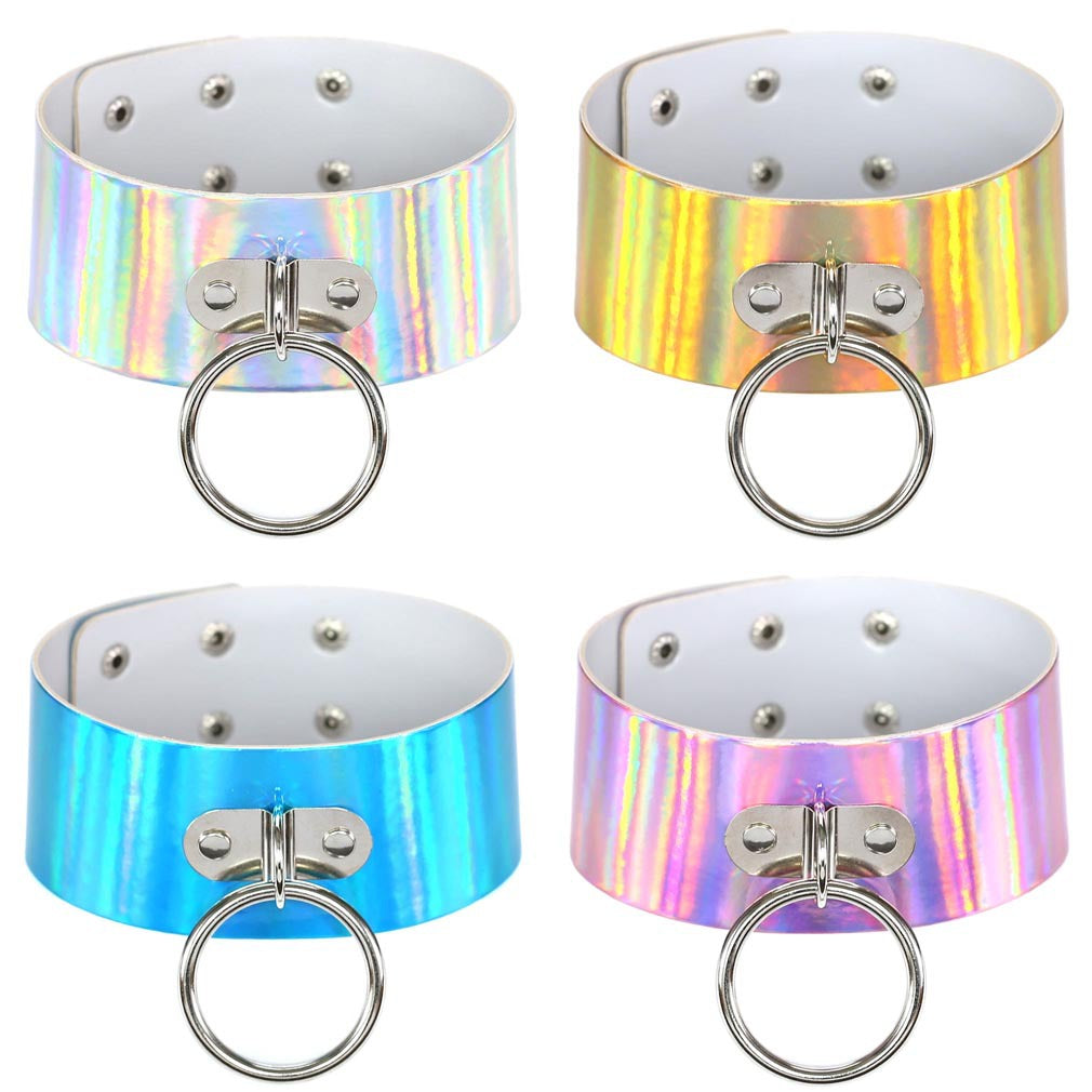 Iridescent Big Ring Choker - Punk Lovers Gothic Jewelry