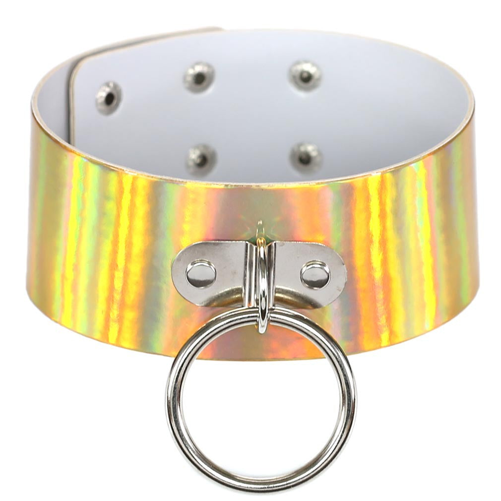 Iridescent Big Ring Choker - Iridescent Gold - Punk Lovers