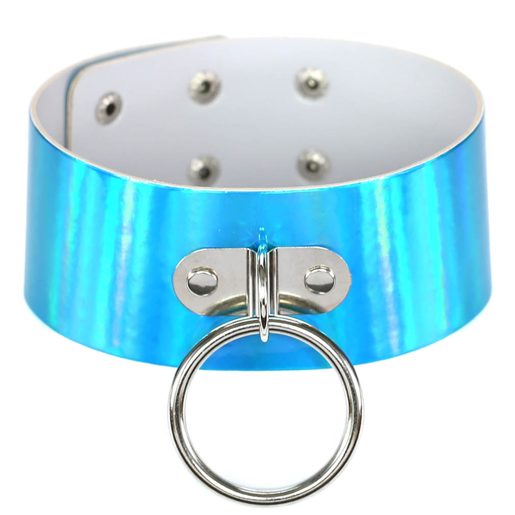 Iridescent Big Ring Choker - Iridescent Blue - Punk Lovers