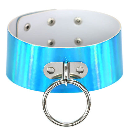 Iridescent Big Ring Choker - Iridescent Blue - Punk Lovers