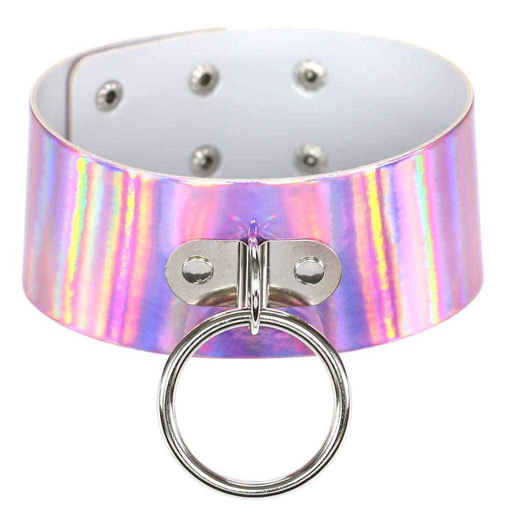 Iridescent Big Ring Choker - Iridescent Pink - Punk Lovers
