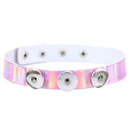 Alternative Wide Laser Leather Choker - White Color | Punk Lovers