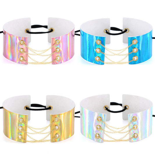 Punk Rivet Laser Luminous Choker - White Color | Punk Lovers