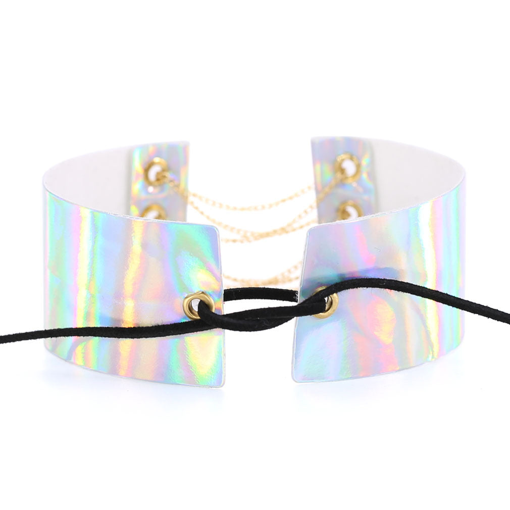 Punk Rivet Laser Luminous Choker - 蓝彩 | Punk Lovers