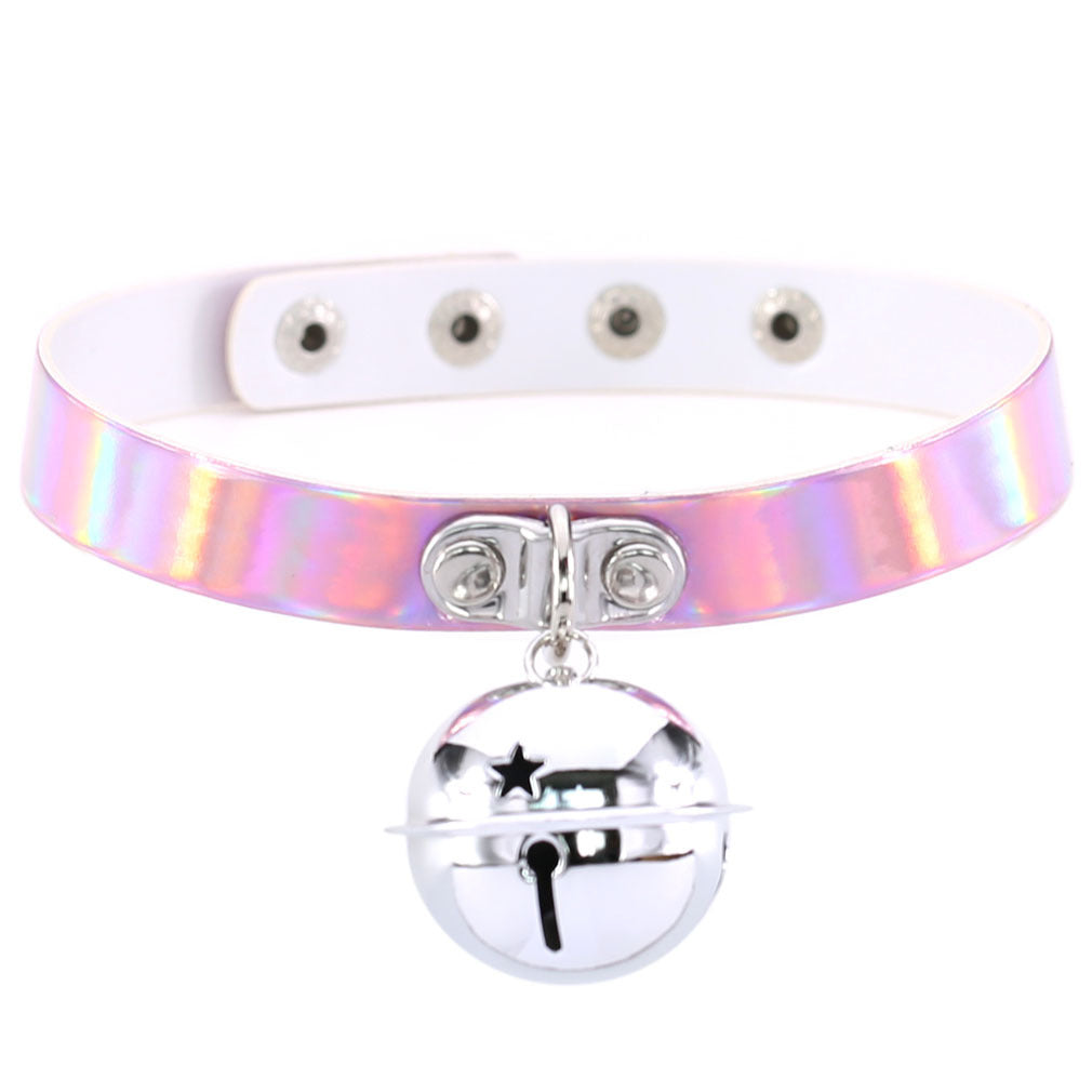 Iridescent Bell Choker Necklace - Iridescent Pink - Punk Lovers
