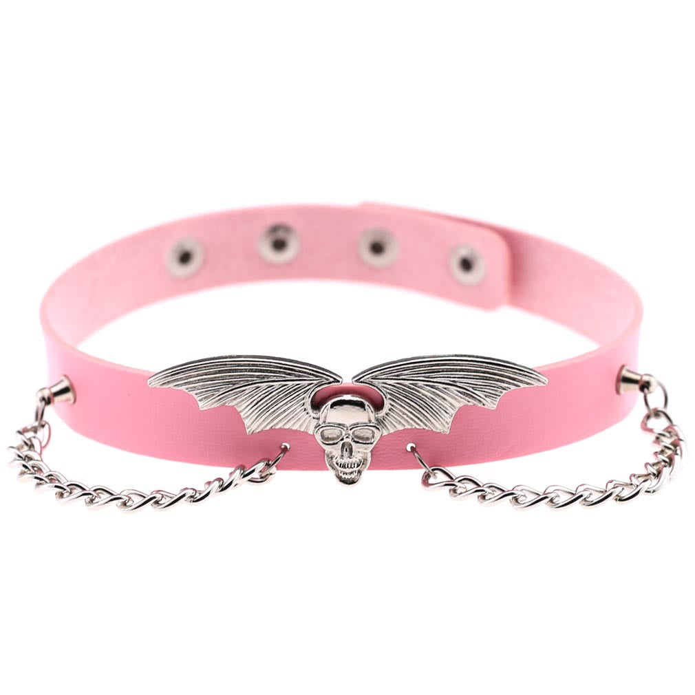 Bat Wing Vampire Chain Choker - Pink - Punk Lovers