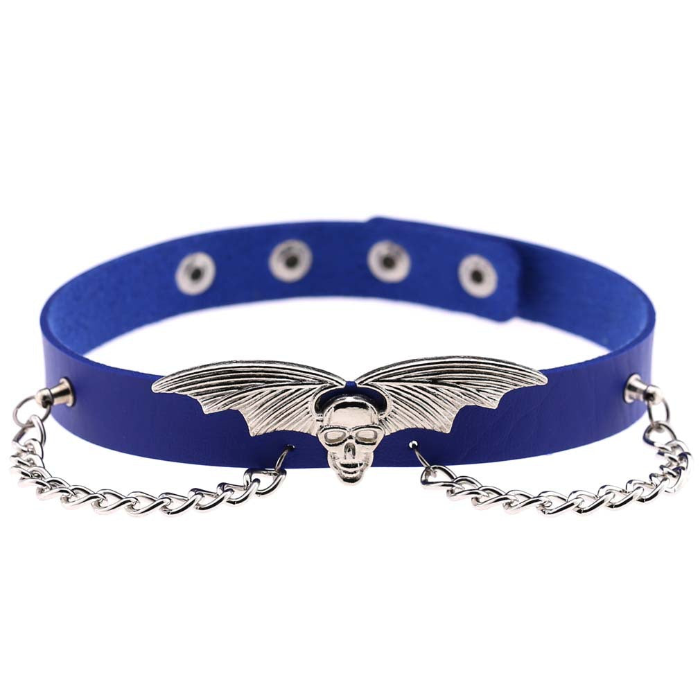 Bat Wing Vampire Chain Choker - Sapphire - Punk Lovers