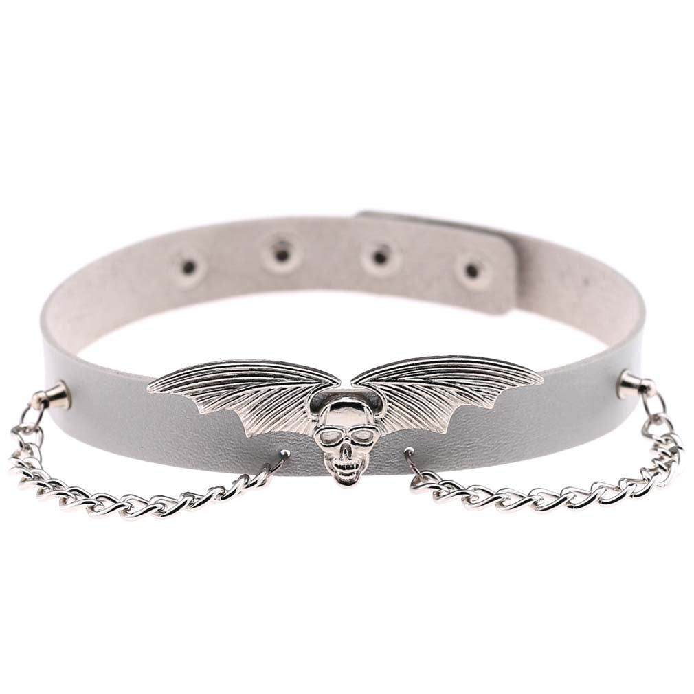 Bat Wing Vampire Chain Choker - Silver - Punk Lovers