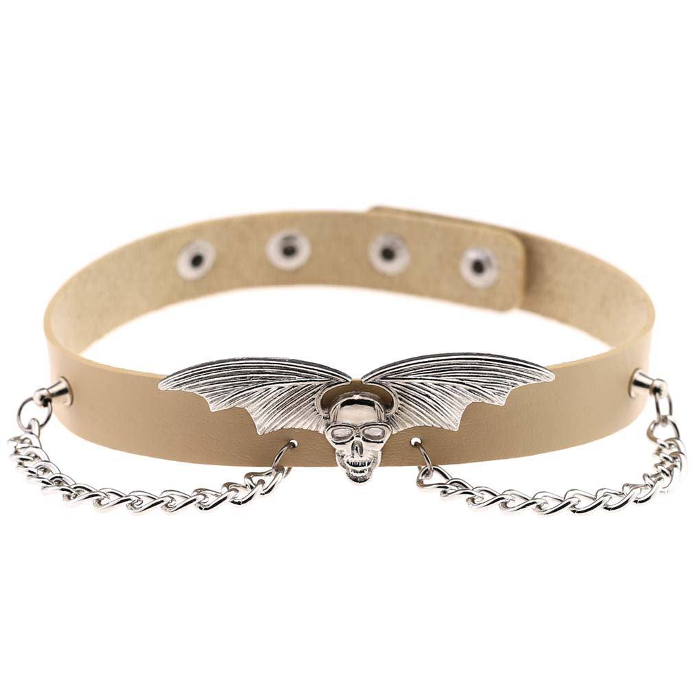 Bat Wing Vampire Chain Choker - Beige - Punk Lovers