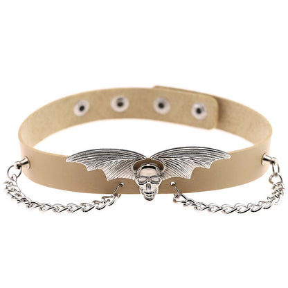 Bat Wing Vampire Chain Choker - Beige - Punk Lovers