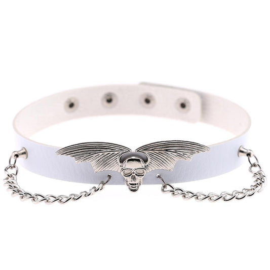 Bat Wing Vampire Chain Choker - White - Punk Lovers