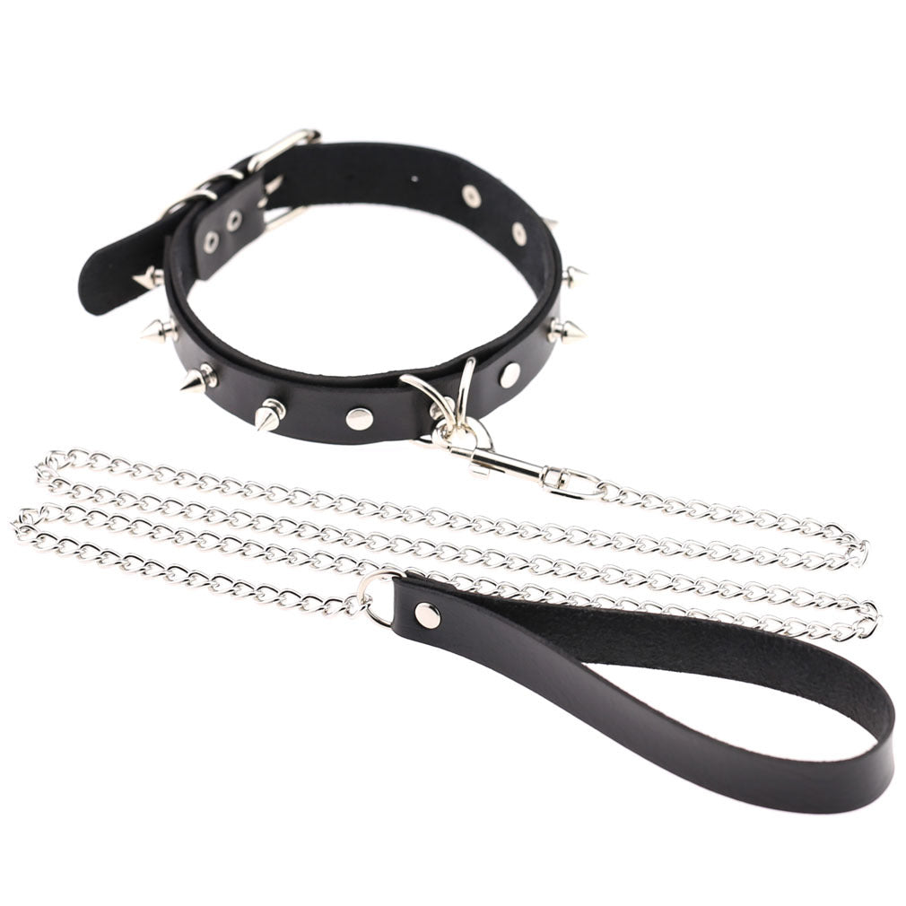 Punk Rivet Leather Choker - Black - Punk Lovers